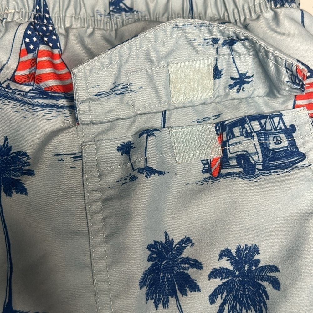 Free Planet Men's Swim Trunks with Palm Tree and Sailboat Print - Picture 6 of 8